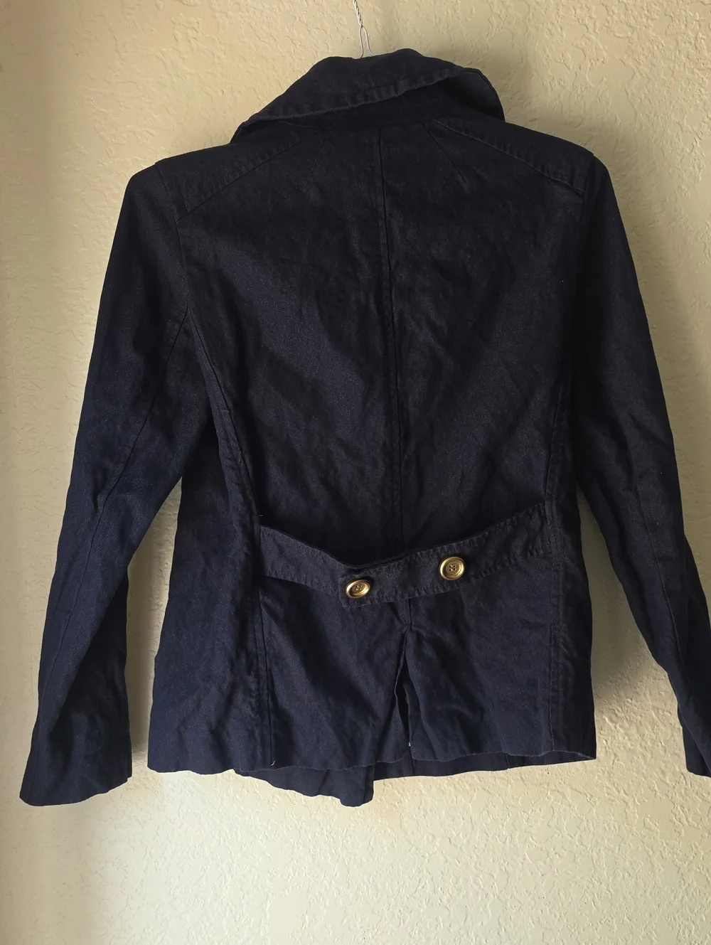 J. Crew Navy Double-Breasted Peacoat with Gold Buttons